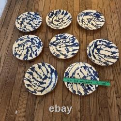 8 Vintage Red Clay Splatterware Dinner Plate Set Rare Find Studio Pottery