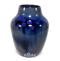 8 Vintage Rose Dodds Blue Crystalline California Studio Art Pottery Vase Listed