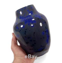 8 Vintage Rose Dodds Blue Crystalline California Studio Art Pottery Vase Listed