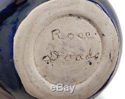 8 Vintage Rose Dodds Blue Crystalline California Studio Art Pottery Vase Listed