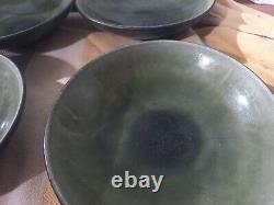 8 pieces JARS France Tourron Samoa Vert Green Plate Bowl Saucer Lot Vfine