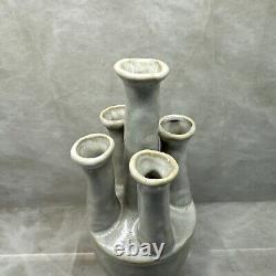 90's Mid-century multi five spout ceramic clay studio pottery vase 10 MINT RARE