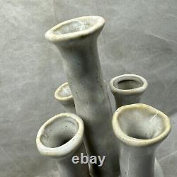 90's Mid-century multi five spout ceramic clay studio pottery vase 10 MINT RARE