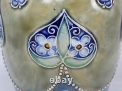 ANTIQUE Art Deco 7'' ROYAL DOULTON LAMBETH Stoneware HEARTS and FLOWERS VASE