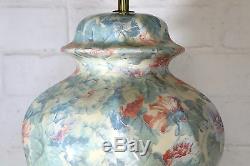 A Large Vintage Ceramic Table Lamp Floral Decoupage Global Studios Cornwall