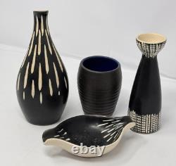 Aksini Denmark Danish Studio Pottery Vessel Vase Cup Lot Mcm Vintage