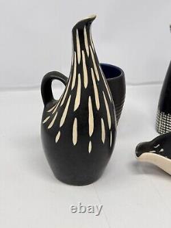 Aksini Denmark Danish Studio Pottery Vessel Vase Cup Lot Mcm Vintage