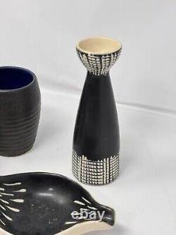 Aksini Denmark Danish Studio Pottery Vessel Vase Cup Lot Mcm Vintage
