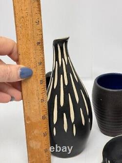 Aksini Denmark Danish Studio Pottery Vessel Vase Cup Lot Mcm Vintage