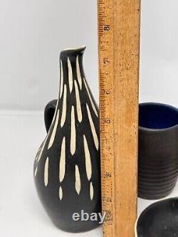 Aksini Denmark Danish Studio Pottery Vessel Vase Cup Lot Mcm Vintage