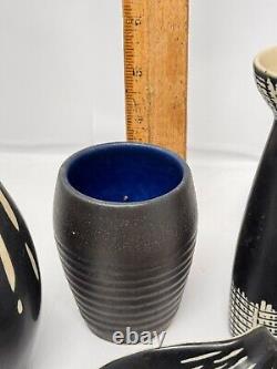 Aksini Denmark Danish Studio Pottery Vessel Vase Cup Lot Mcm Vintage