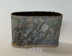 Alan Steinberg Art Pottery Studio Stoneware Vase/Planter Seaside Landscape