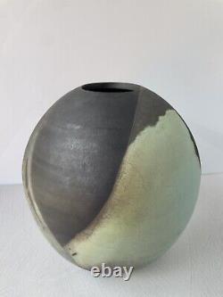 Andrew Berends Vintage Studio Pottery Large Raku Sphere Vessel Vase