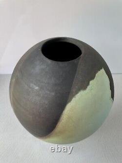 Andrew Berends Vintage Studio Pottery Large Raku Sphere Vessel Vase