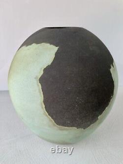 Andrew Berends Vintage Studio Pottery Large Raku Sphere Vessel Vase