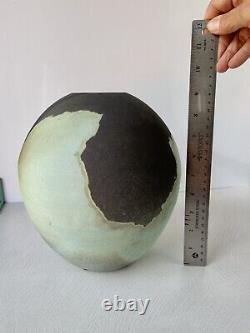 Andrew Berends Vintage Studio Pottery Large Raku Sphere Vessel Vase