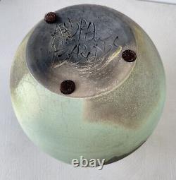 Andrew Berends Vintage Studio Pottery Large Raku Sphere Vessel Vase