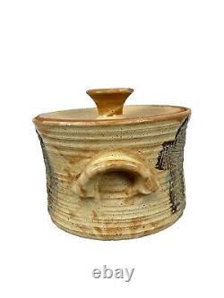 Angelo Garzio Studio Pottery Lidded Tureen Brushed Handles Mid Century 11 CHIP