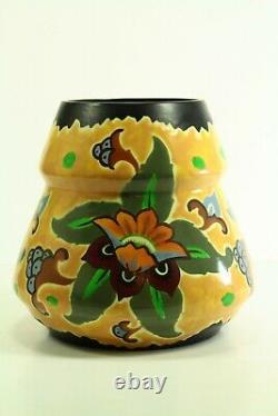= Antique 1920's Art Deco Vases Pair Studio Pottery Made in Czechoslovakia