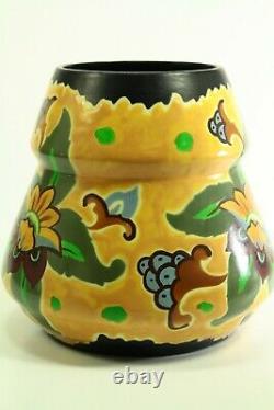 = Antique 1920's Art Deco Vases Pair Studio Pottery Made in Czechoslovakia