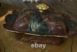 Antique Alfred Lanternier Depose Limoges France Covered Serving Dish HandPainted