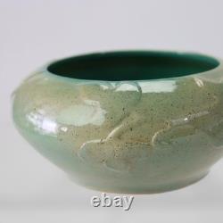 Antique Arts & Crafts Studio Pottery Low Bowl Signed C1910