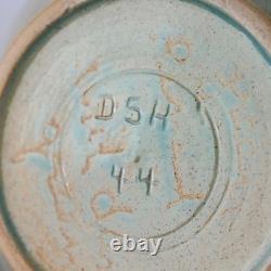 Antique Arts & Crafts Studio Pottery Low Bowl Signed C1910