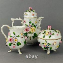 Antique Tea / Coffee Pot Set Meissen style Ernst Bohne Söhne Porcelain c1878+