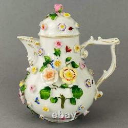 Antique Tea / Coffee Pot Set Meissen style Ernst Bohne Söhne Porcelain c1878+
