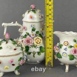 Antique Tea / Coffee Pot Set Meissen style Ernst Bohne Söhne Porcelain c1878+