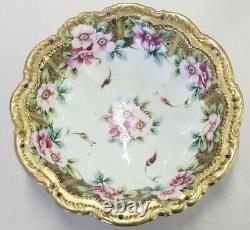 Antique pre 1921 Nippon Ware Bowl W Detailed Moriage, Enamel Paint & Gilding l0