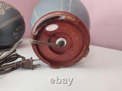 Armin E. Muller Pottery Studio Vintage Lamps Pair Blue Ceramic Stoneware