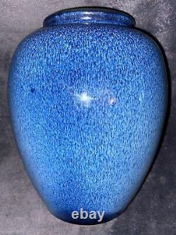 Art Deco British Studio Art Pottery Blue Glaze Vase 8.5x7.5