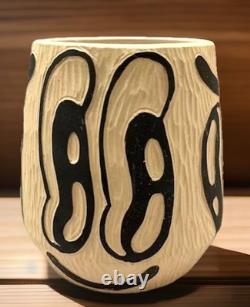 Art Pottery Studio California Vase Planter Smile Boho Hand Carved Rare Earthtone Art Pottery Studio California Vase Planter Smile Boho Hand Carved Rare Earthtone