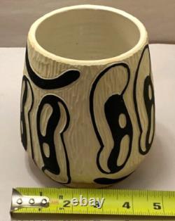 Art Pottery Studio California Vase Planter Smile Boho Hand Carved Rare Earthtone Art Pottery Studio California Vase Planter Smile Boho Hand Carved Rare Earthtone