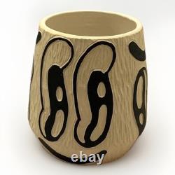 Art Pottery Studio California Vase Planter Smile Boho Hand Carved Rare Earthtone Art Pottery Studio California Vase Planter Smile Boho Hand Carved Rare Earthtone