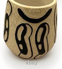 Art Pottery Studio California Vase Planter Smile Boho Hand Carved Rare Earthtone Art Pottery Studio California Vase Planter Smile Boho Hand Carved Rare Earthtone