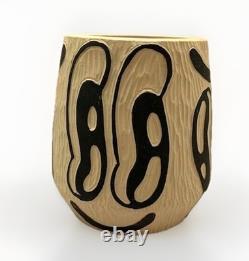 Art Pottery Studio California Vase Planter Smile Boho Hand Carved Rare Earthtone Art Pottery Studio California Vase Planter Smile Boho Hand Carved Rare Earthtone