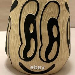 Art Pottery Studio California Vase Planter Smile Boho Hand Carved Rare Earthtone Art Pottery Studio California Vase Planter Smile Boho Hand Carved Rare Earthtone