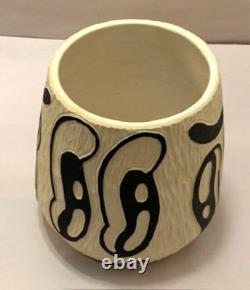 Art Pottery Studio California Vase Planter Smile Boho Hand Carved Rare Earthtone Art Pottery Studio California Vase Planter Smile Boho Hand Carved Rare Earthtone