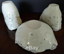 Art Pottery White Vintage Original Studio & Handcrafted Pieces Three Bowl Set