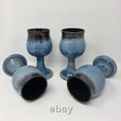 Art Studio Pottery Wine Water Goblets Vintage Set of Four