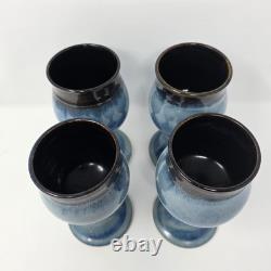 Art Studio Pottery Wine Water Goblets Vintage Set of Four