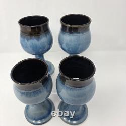 Art Studio Pottery Wine Water Goblets Vintage Set of Four