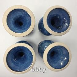 Art Studio Pottery Wine Water Goblets Vintage Set of Four