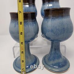 Art Studio Pottery Wine Water Goblets Vintage Set of Four
