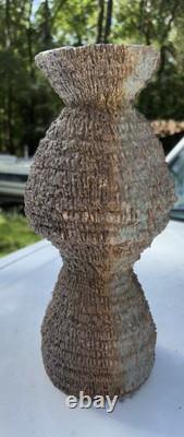 Artisan Freeflow Clay Pottery Vase Rough Textured Mid-century Handmade Rare Art