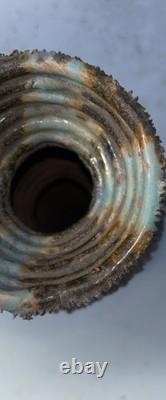 Artisan Freeflow Clay Pottery Vase Rough Textured Mid-century Handmade Rare Art