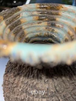 Artisan Freeflow Clay Pottery Vase Rough Textured Mid-century Handmade Rare Art
