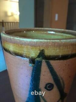 Authentic Vintage Fred Johnston Art Studio Pottery Fish Vase Signed
